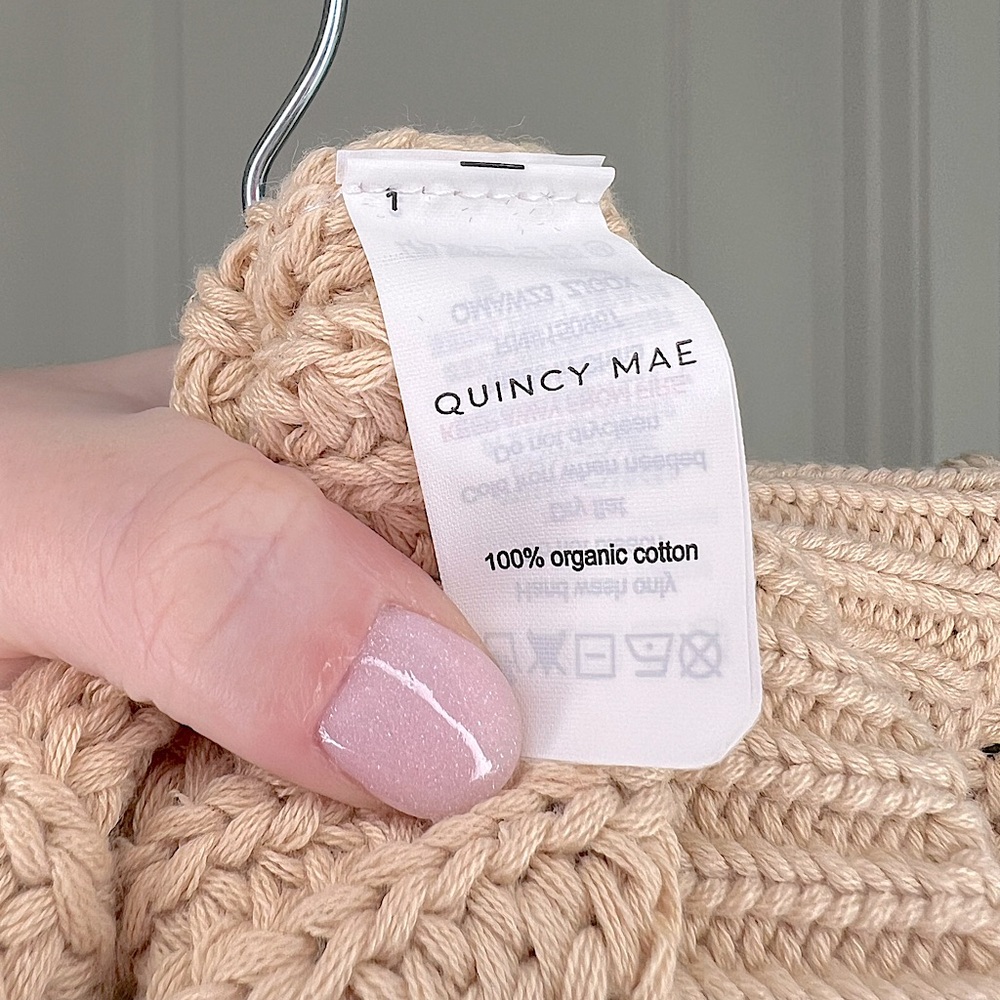 ☕️Quincy Mae Chinky Knit Organic Cotton Oversized Sweater in Shell NWT - Picture 4 of 6